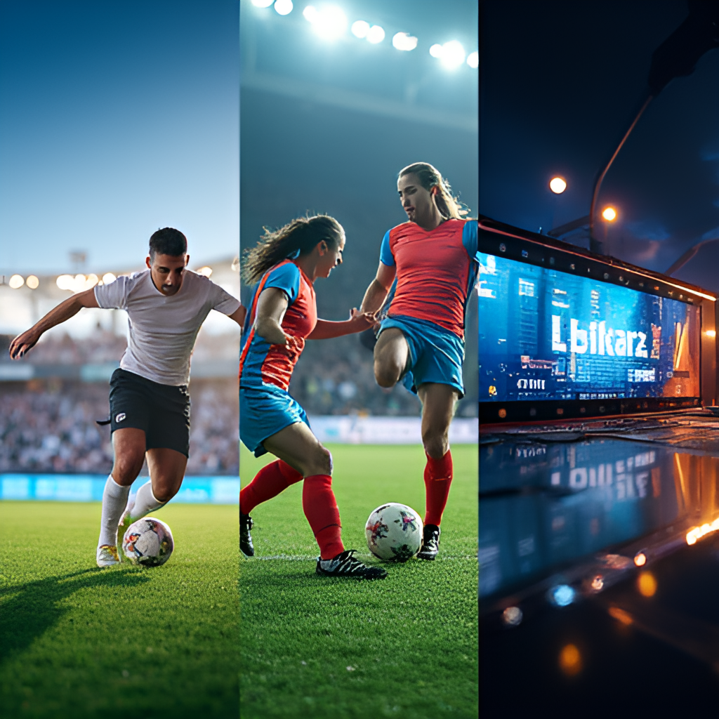 A collage or split image representing the different facets of beIN Media Group: sports broadcasting (football match in progress), a film strip (indicating Miramax), and a news ticker or media interface.